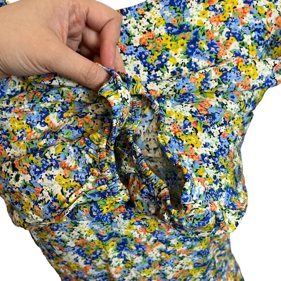 Faithfull The Brand Jeanette Mini Dress Women’s Size Medium Floral Puff Sleeve - Picture 9 of 12